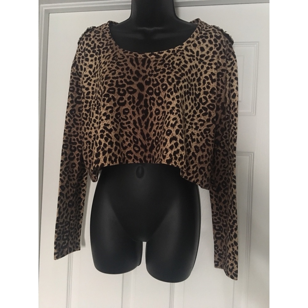 Leopard Long Sleeve Crop Top